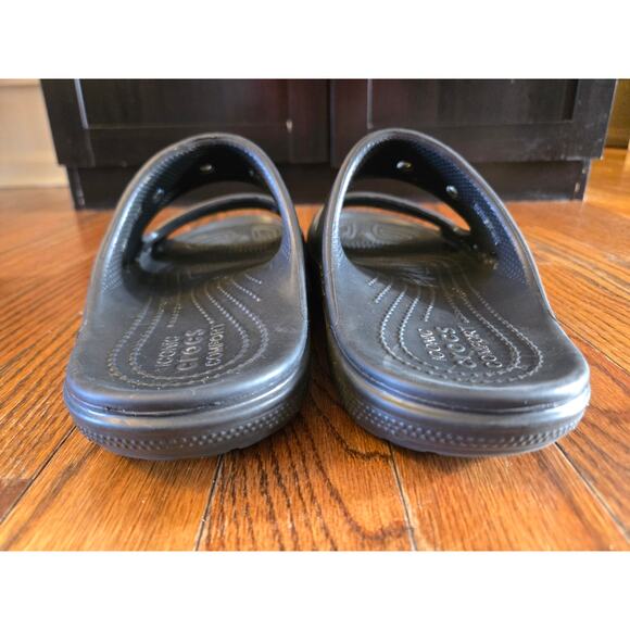 Crocs Unisex Baya Two-Strap Slide Sandals - Black Men's Size 8 Women's Size 10 - Picture 9 of 11